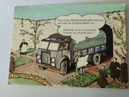 Vintage Schweizer Militär Humor Saurer Postkarte,  R1