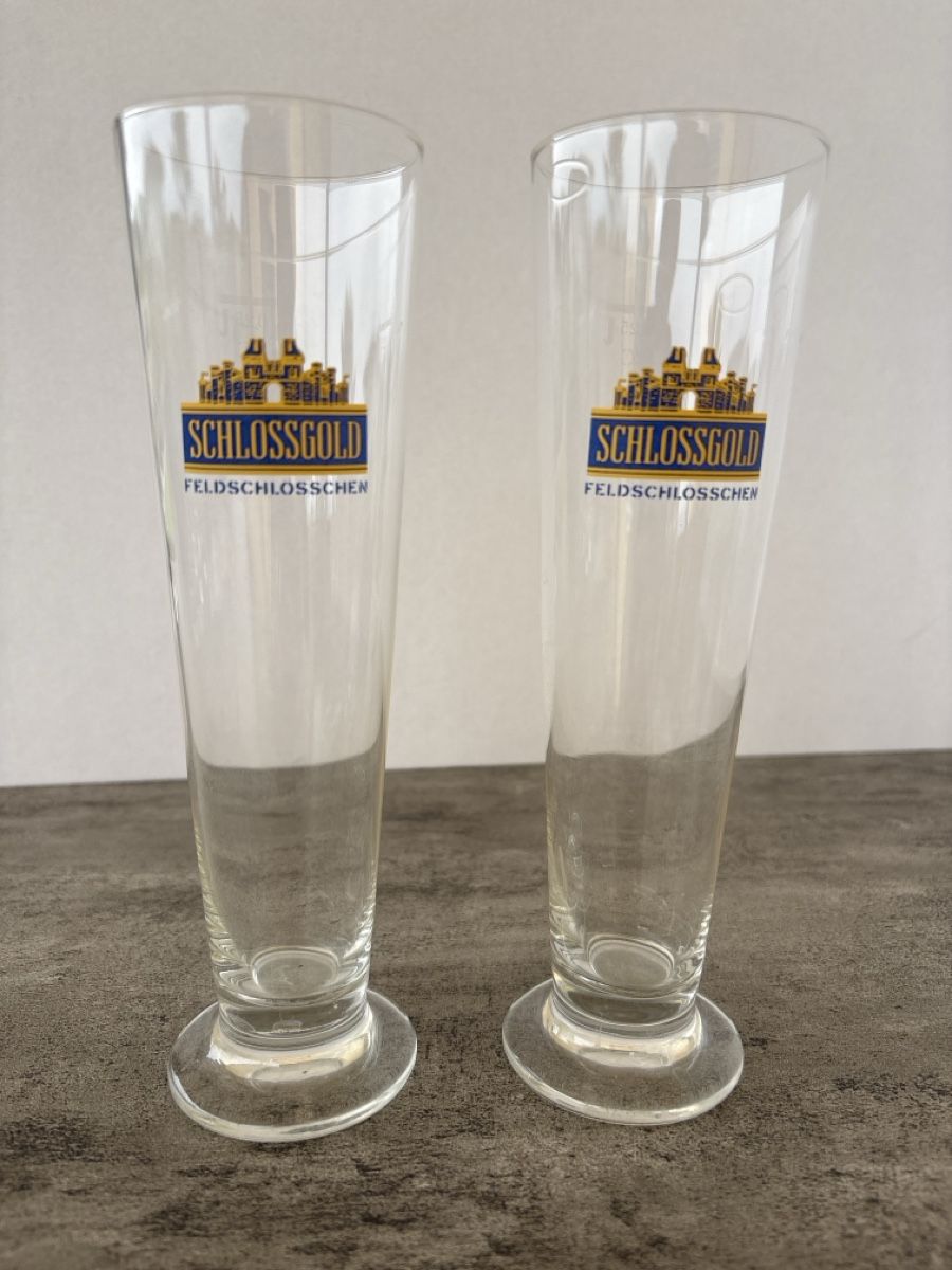 Feldschlösschen Bicchieri: 2 Schlossgold Feldschlösschen Bier Trinkgläser – Usato da Rümlang venduto da resale35