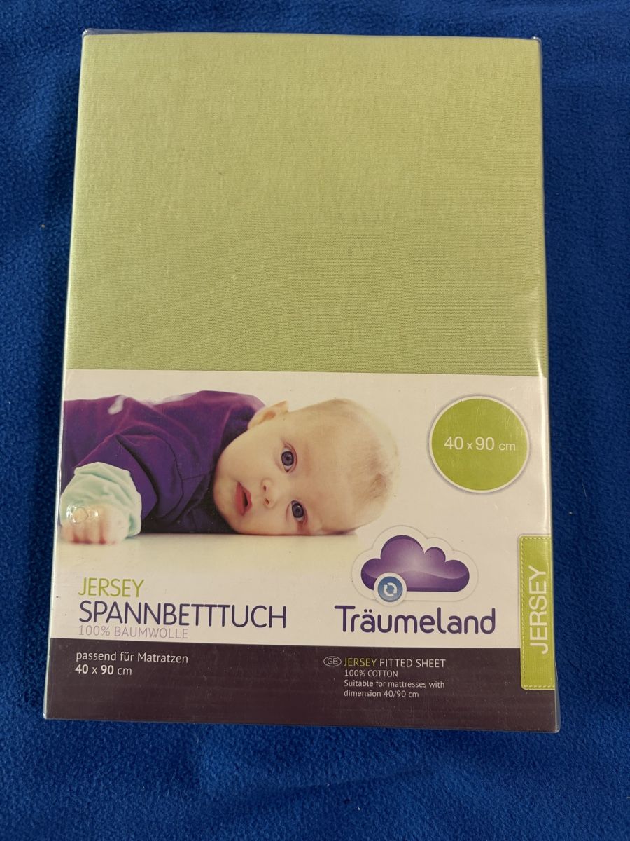 Biancheria da letto: Jersey Fixleintuch grün 40x90 – Nuovo e nell'imballaggio originale da Embrach venduto da Yeasy