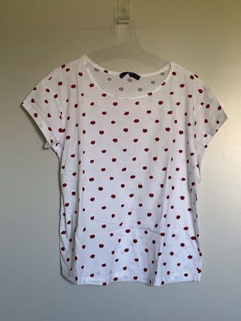 T-shirt Mango Basics taille S avec motif bisous 💋 neuf