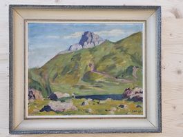 Gemälde Berglandschaft signiert J.Wegmann. 1917 mit Rahmen