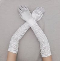 NEUE lange Handschuhe gerafft schneeweiss - 223314
