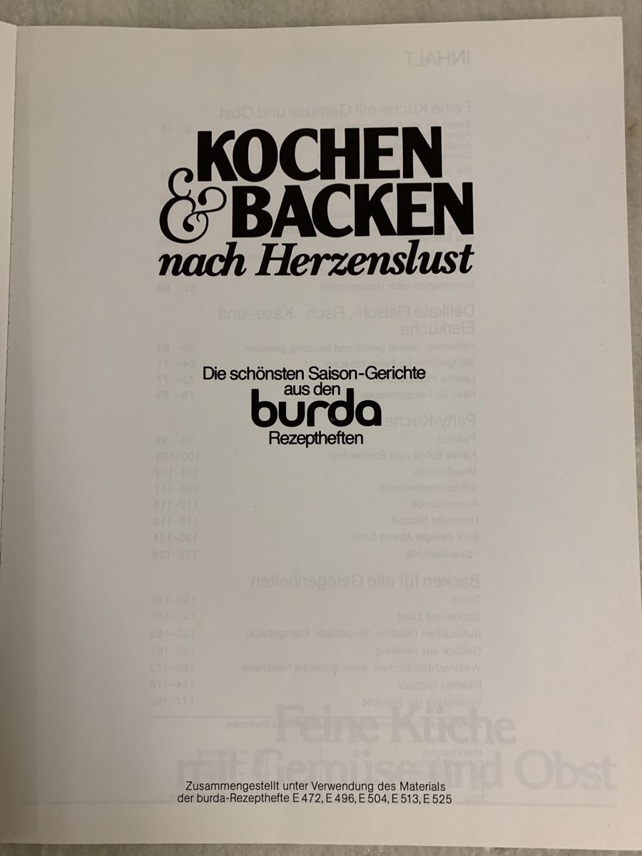 Livres: Kochbuch "Kochen & Backen nach Herzenslust" burda – D'occasion à Erlenbach ZH par Ritschly 1