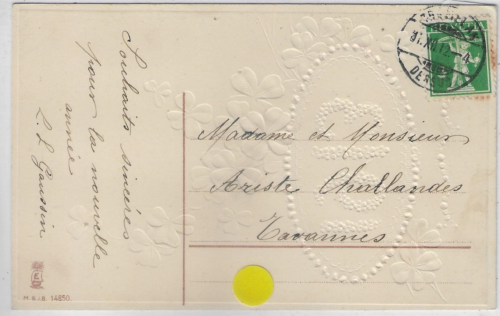 Ansichtskarten: Bonne Annee 1913 - Präge-Litho – Gebraucht aus Ettingen von Kartenplanet 1
