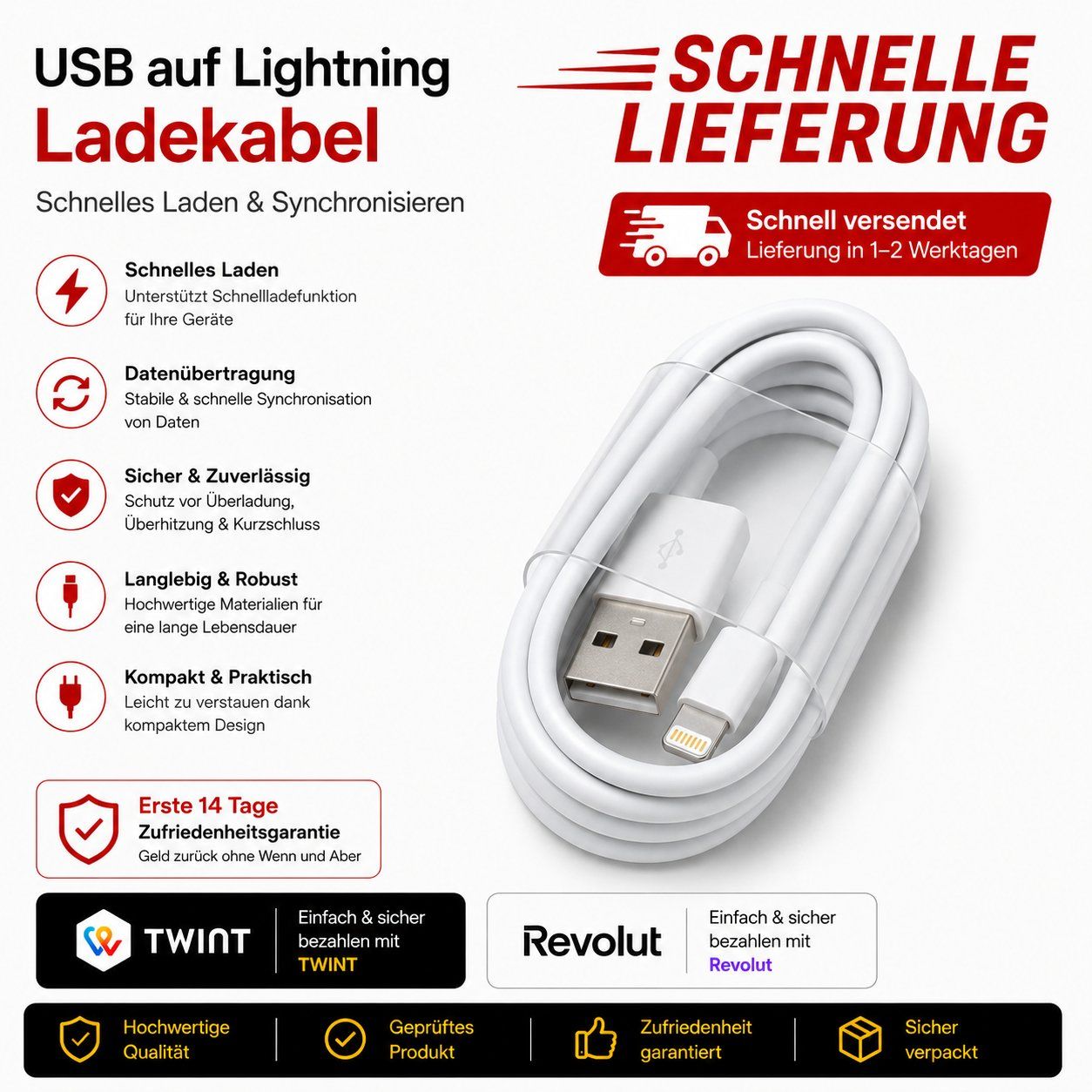 Ladegeräte: HIGH QUALITY CABLE POUR IPHONE 11 – Neu (gemäss Beschreibung) aus Montreux von CABLEKABEL