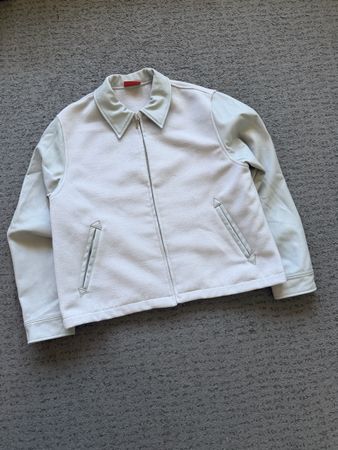 Veste La Fam blanc crème manches similicuir taille L