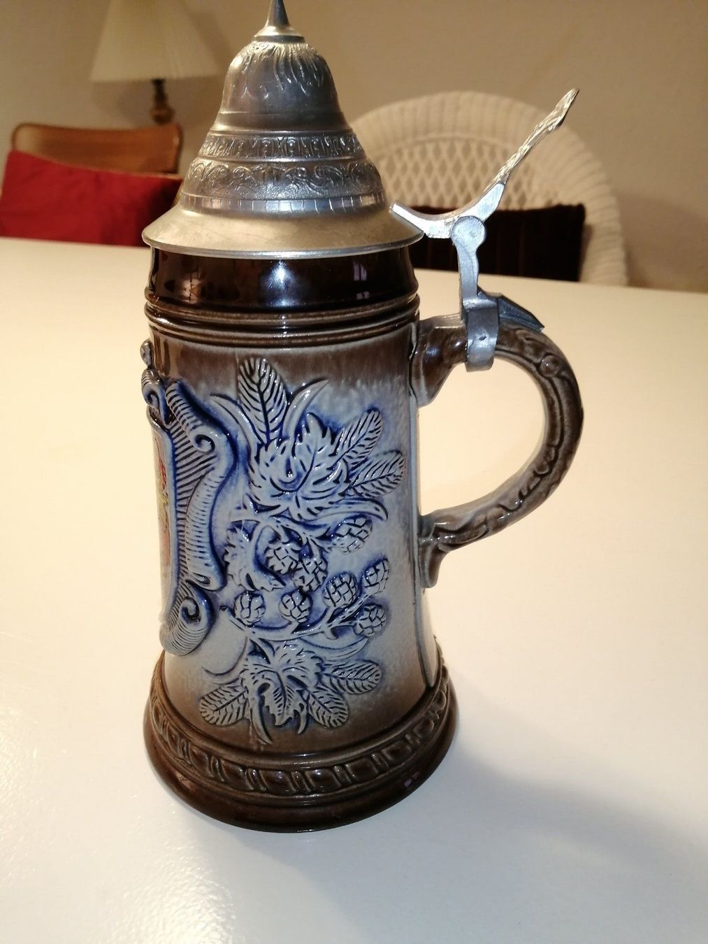 Gläser: Bierkrug  mit Zinndeckel ,26 Hoch – Gebraucht aus Nunningen von silvermoon68 1