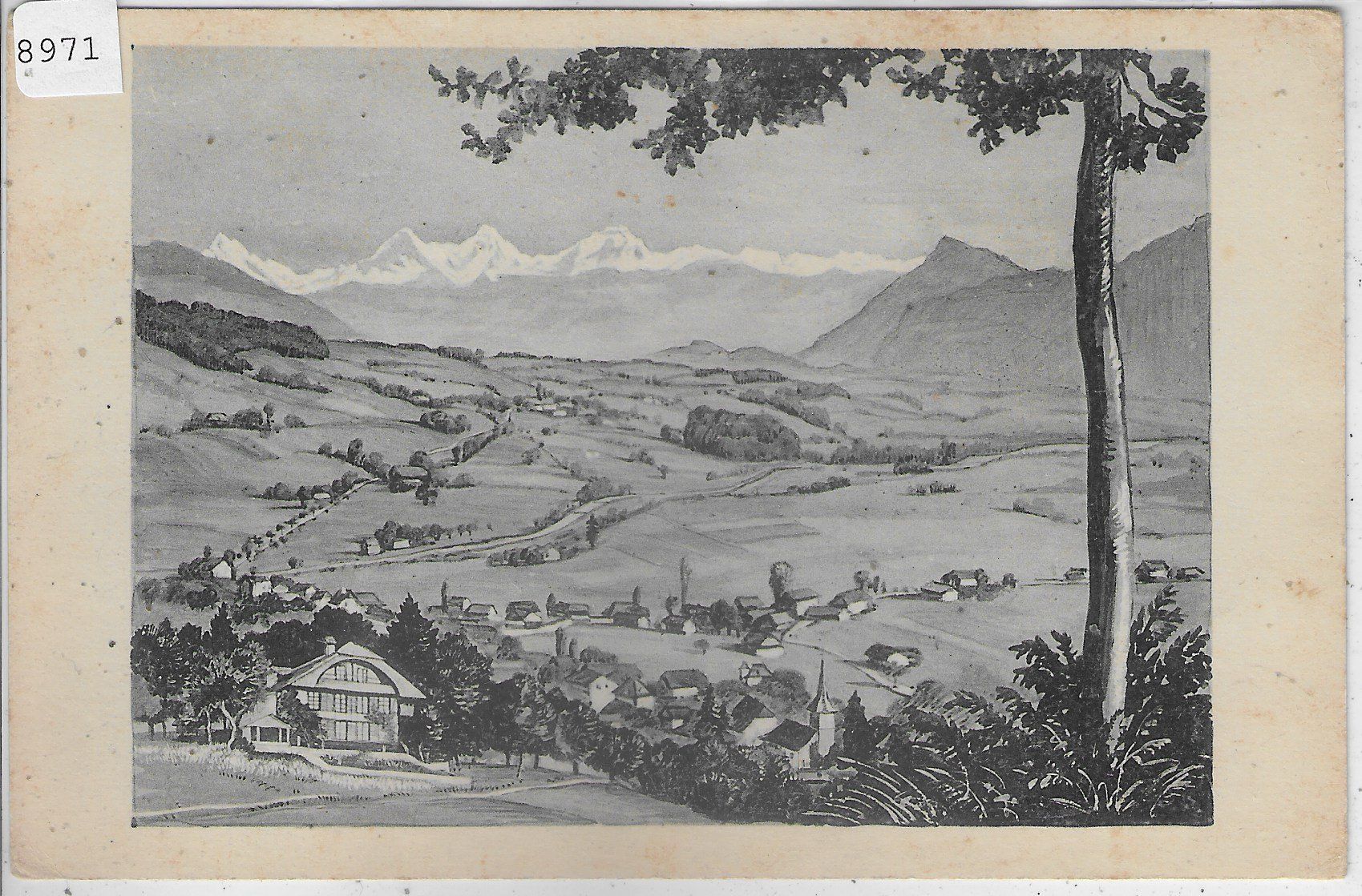 Cartoline postali: Pension Bellevue - Wattenwil bei Thun – Usato da Ettingen venduto da Kartenplanet