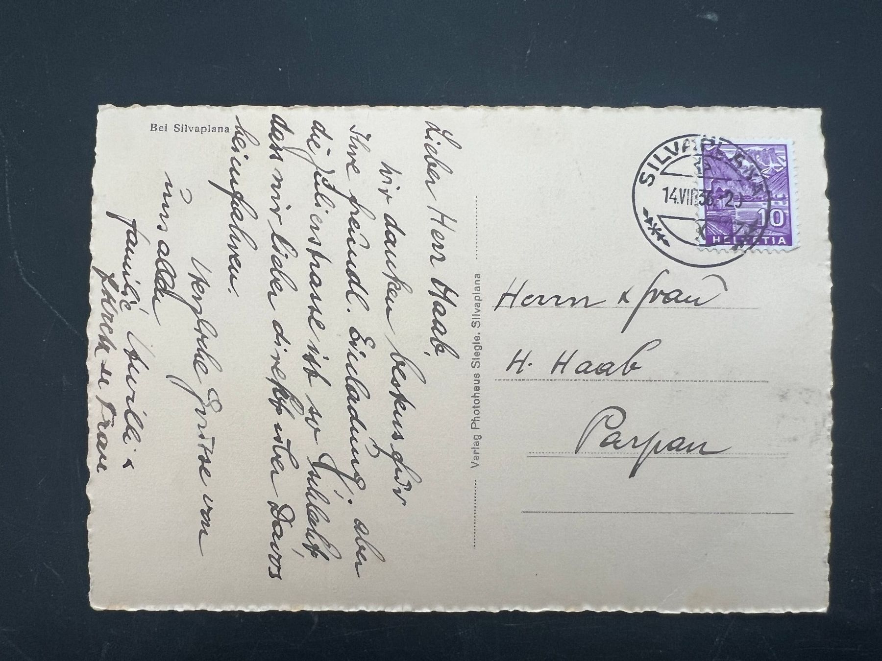 Cartoline postali: Ansichtskarte Sivaplana 1933    (V299) – Usato da Hinwil venduto da Sidi4 1