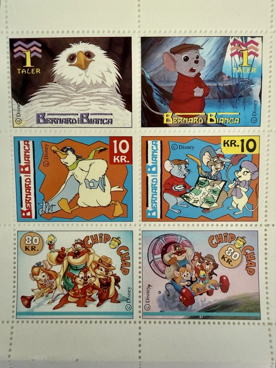 Alle Briefmarken: Disney Briefmarken: Bernard & Bianca, Chip & Chap Werbemarke – Neu und originalverpackt aus Appenzell von sonnegarte