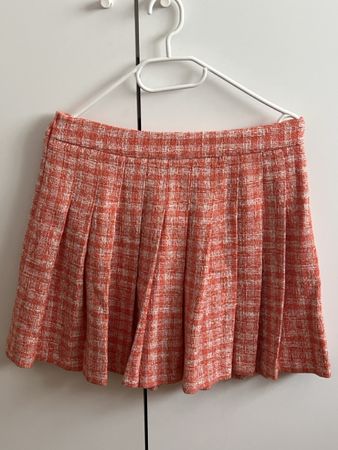 Jupe Zara en tweed taille M, couleur corail