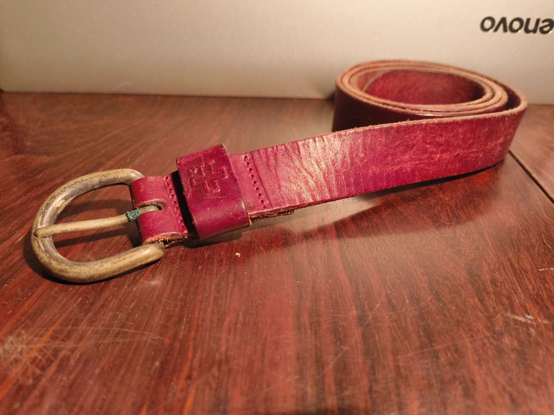 Schweizer Armee Cinture: PTT Ledergurt 117cm rot mit Post Schweiz – Usato da stettlen venduto da VintageBern_ch 1
