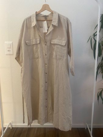 H&M Blusenkleid Leinen-Mix beige Gr. XL / Gr. 48 - 50