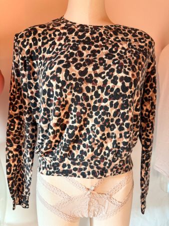 HUNKEMÖLLER, Top Brushed Jersey, Grösse XS, Leoparenmuster