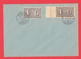 1943  Blockausschnitt + normale Marke von BURG  KT. Aargau