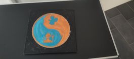 Original Acrylgemälde auf Keilrahmen-Engel & Teufel Yin-Yang