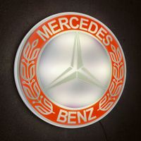 MERCEDES BENZ SILBER LED Leuchtreklame Vintage Style