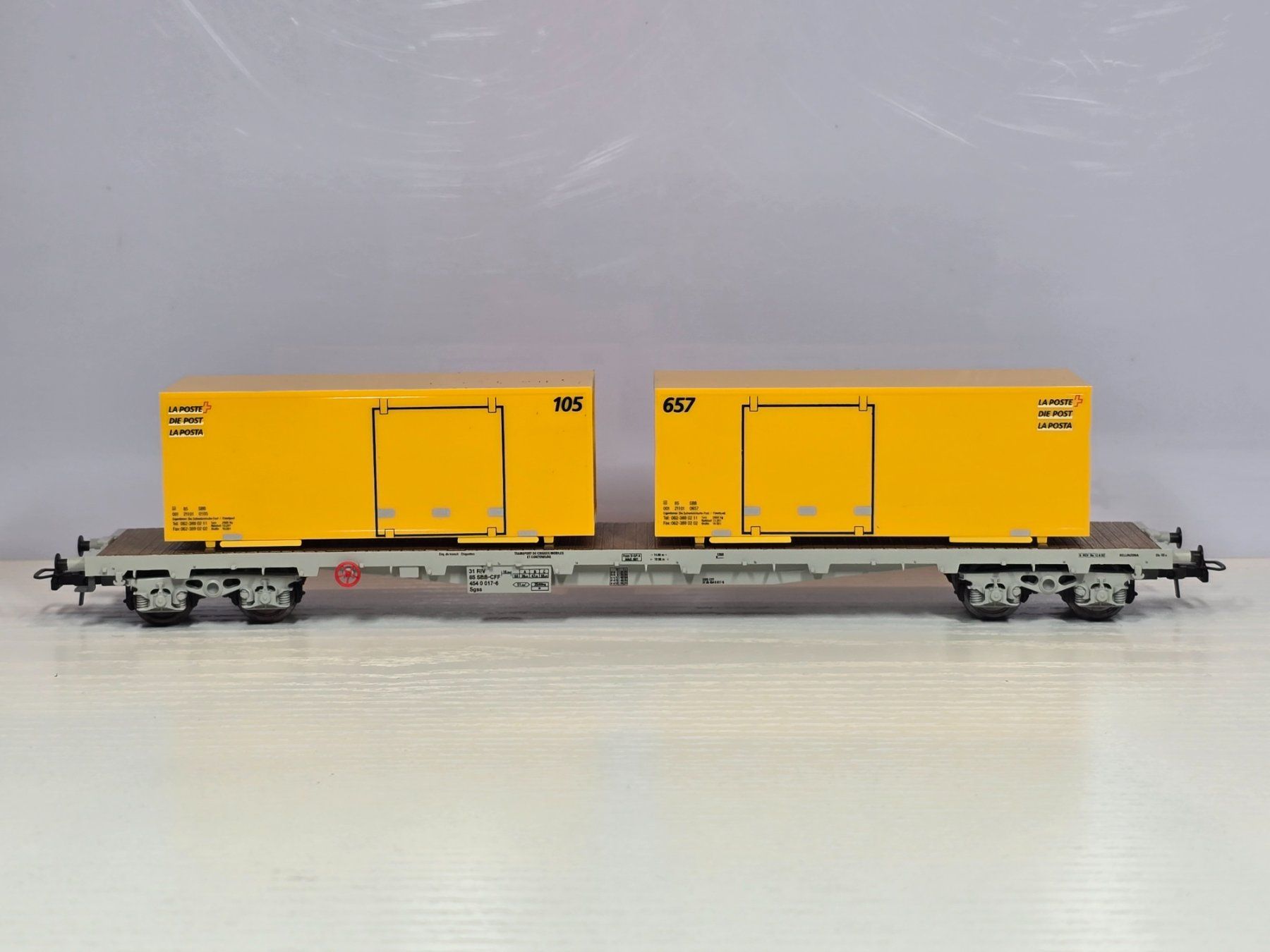 Hag Modellini di ferrovie: Hag, Post, Wechselbrücken Containerwagen, WS, Vitrine – Nuovo (secondo la descrizione) da Kloten venduto da Nicola2 3