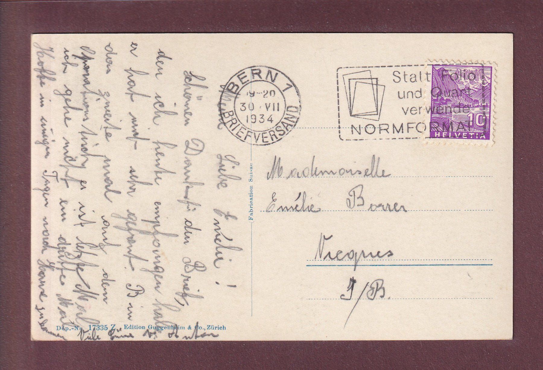 Cartoline postali: BERN - Bärengraben - 1934 – Usato da Pully venduto da nicecards 1