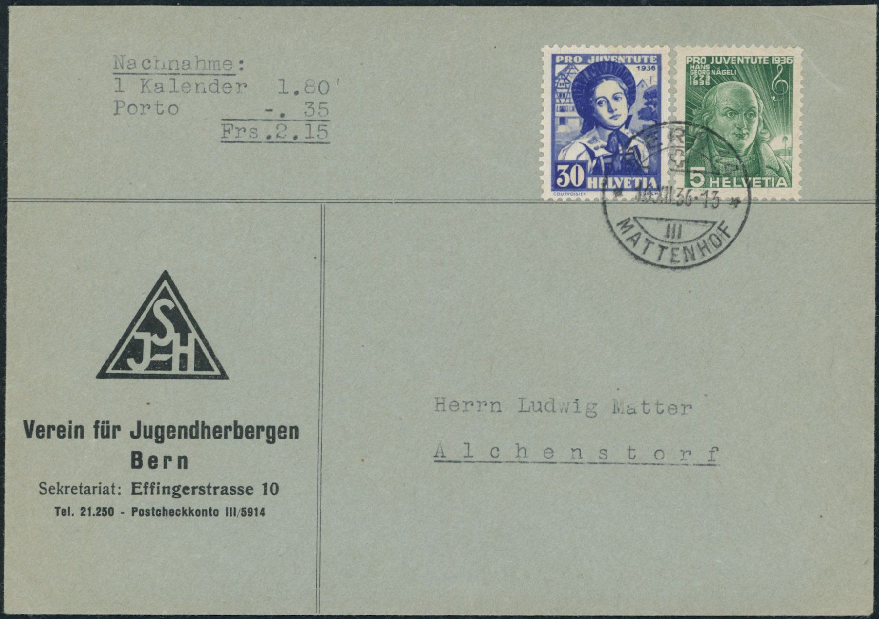 Tous les timbres: 1936 - Pro Juventute - NN Brief - BFr – D'occasion à Schindellegi par leecollect