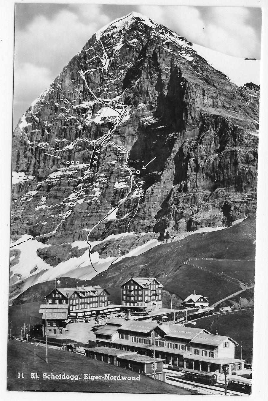 Ansichtskarten: Kleine Scheidegg mit Eiger-Nordwand um 1961 – Gebraucht aus Hefenhofen von Richsalz