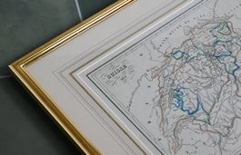 Antike Schweizer Landkarte, Rahmen 22K vergoldet