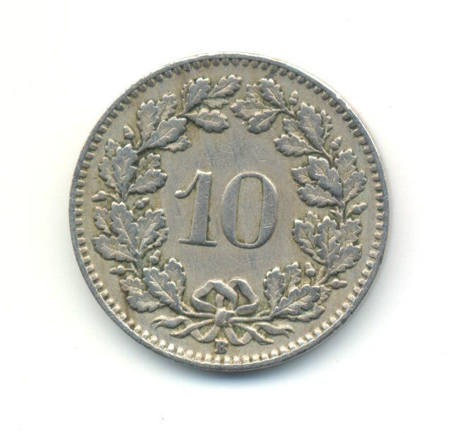 Tutti le monete: Schweiz 10 Rappen 1925 – Usato da Au SG venduto da Zogu