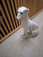 Keramik-Windhund Hund Figur weiss stehend Deko Vintage Deko