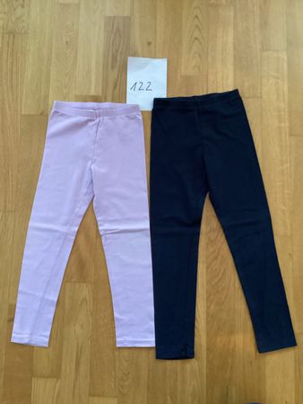Zwei H&M-Leggings für Mädchen, Grösse 122 - Lila&Schwarz