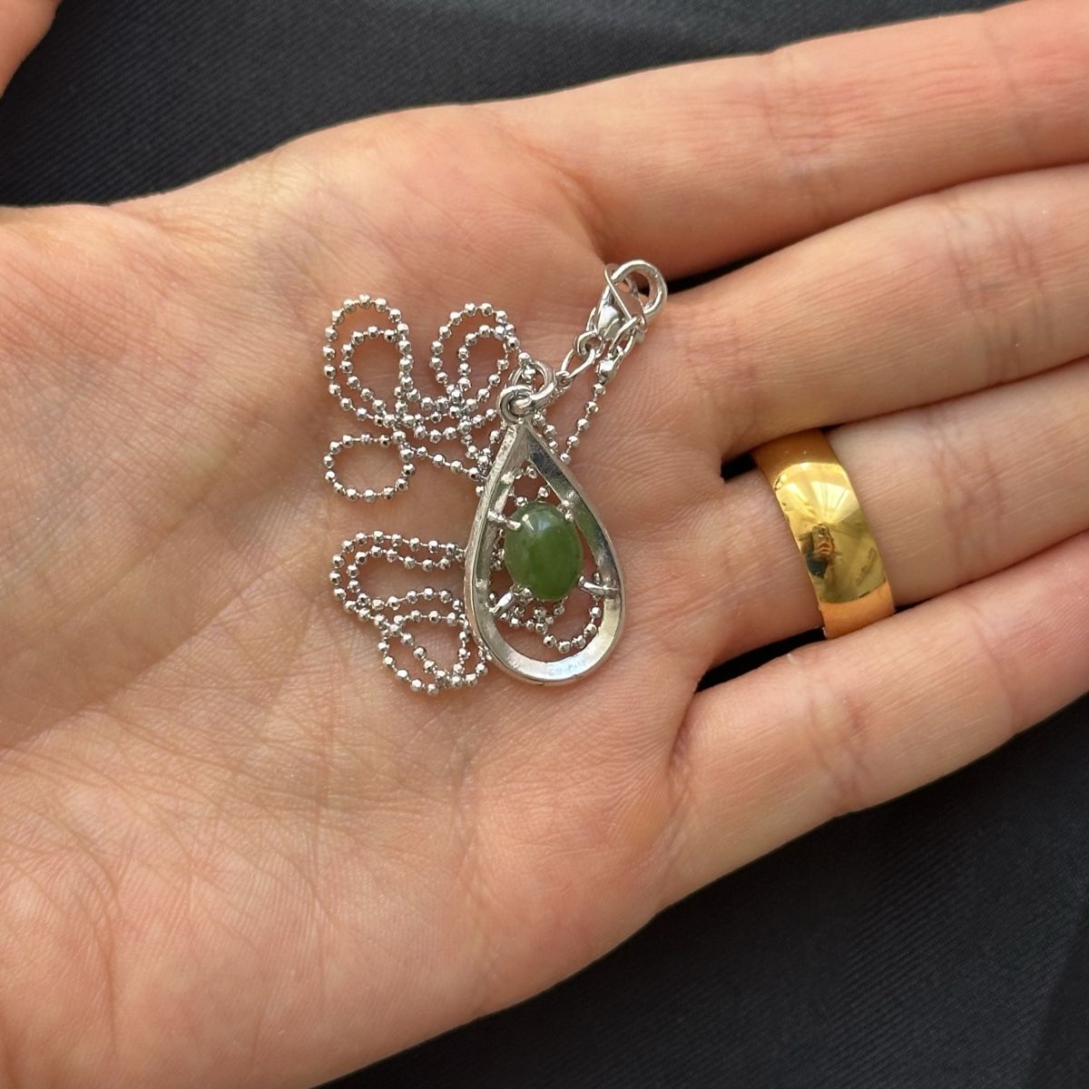 Ketten: Silberne Jade Tropfen Halskette  – Neu (gemäss Beschreibung) aus Givisiez von dor_xb9k 4