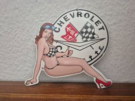 Emailschild Corvette Chevrolet Service Logo Emaille Schild