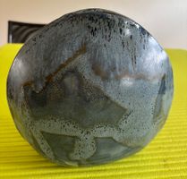Ton Blumenvase blau/grau