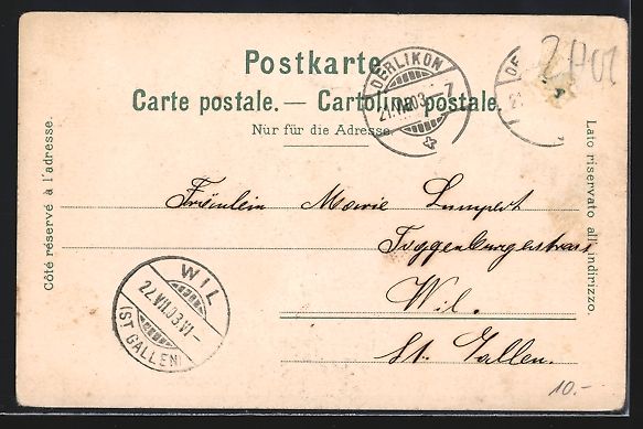 Ansichtskarten: Zürich, Eidgenössisches Turnfest 1903, – Gebraucht aus Berlin von bartko-reher 1