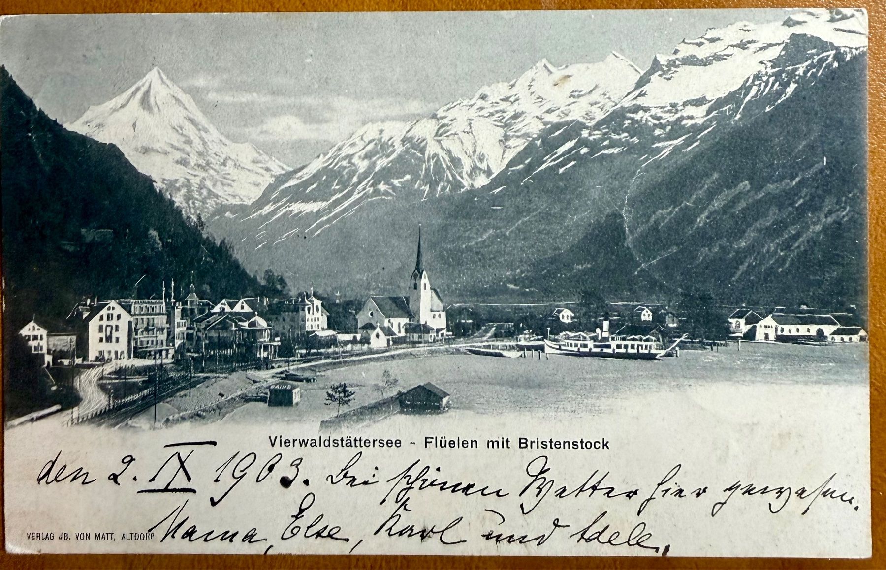 Cartoline postali: Flüelen - Dampfschiff -1903 – Usato da Lutry venduto da Ediego