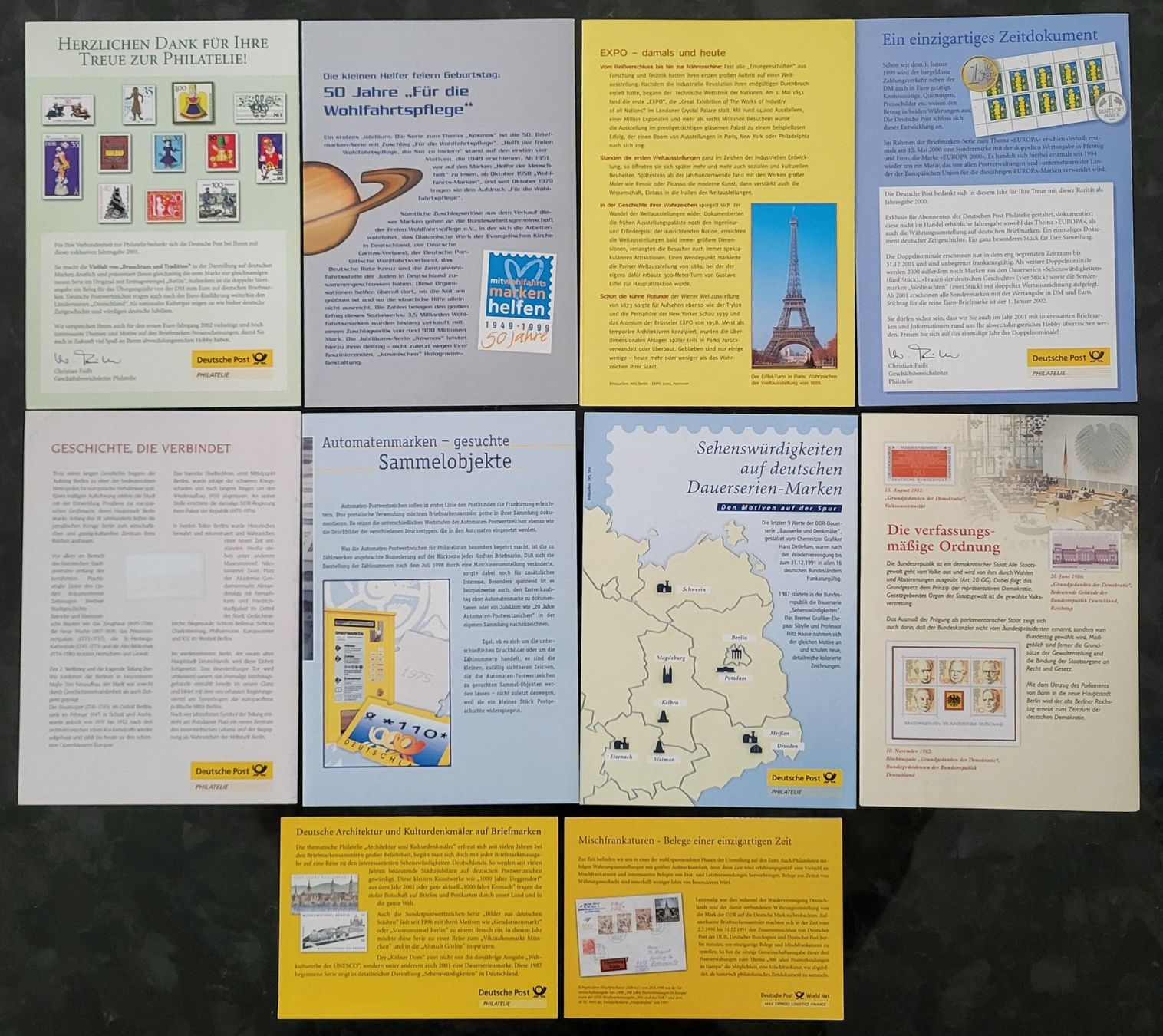 Tutti i francobolli: 10 Erinnerungsblätter der Deutschen Post – Nuovo (secondo la descrizione) da Castione venduto da Rx-stamps 1