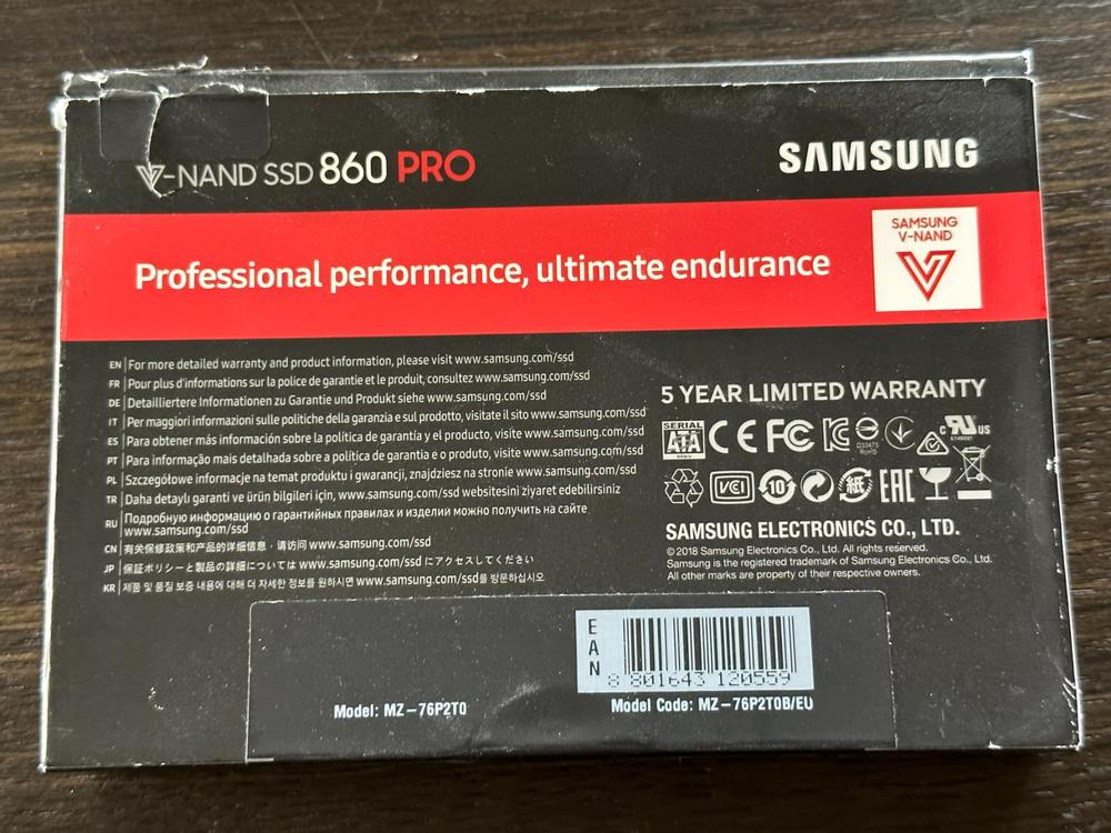 Disque dur SSD 2 To Samsung - 860 PRO MZ-76P2T0B/EU