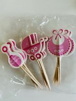 Décorations pour cupcakes bébé fille, fête prénatale!