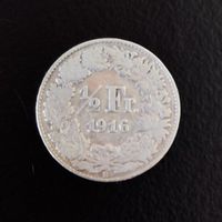 50 Rappen Münze 1916 Silber