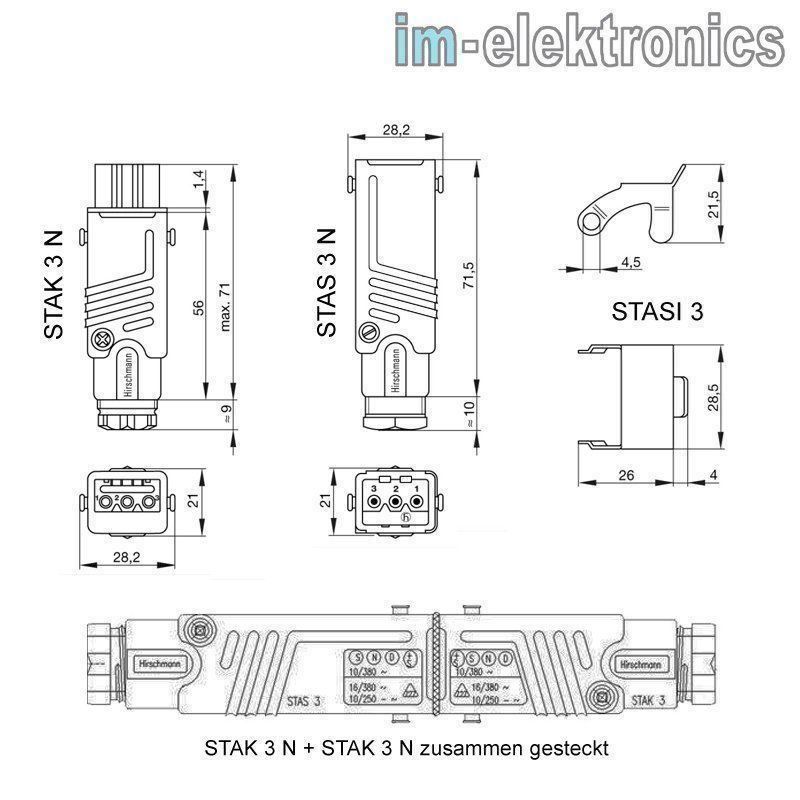 Tende da sole: Storenstecker Kupplung Hirschmann Stak3 – Nuovo e nell'imballaggio originale da Villmergen venduto da Elektro-Mueller 1