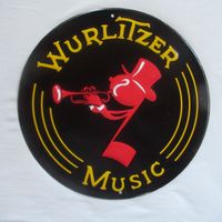 WURLITZER Music Werbeschild, Blech emailliert, 30 cm Top!