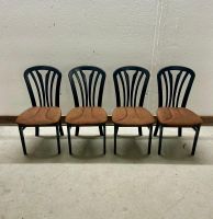 4er Set Holzstühle, Vintage Design, schwarz/orange, Top!