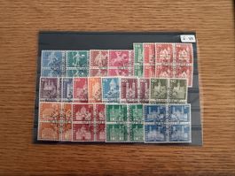 4er Block Satz Baudenkmäler mit Ausgabetag Stempel 