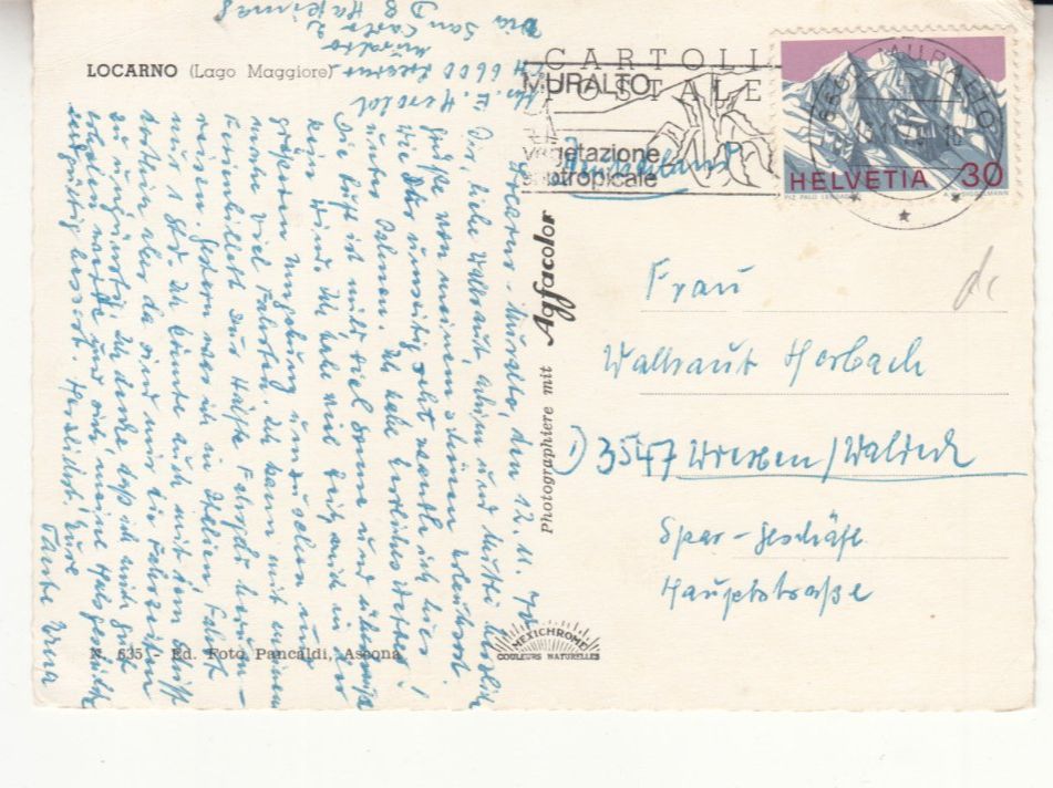 Cartoline postali: Locarno 1970 – Usato da Bürglen TG venduto da StampGraf 1