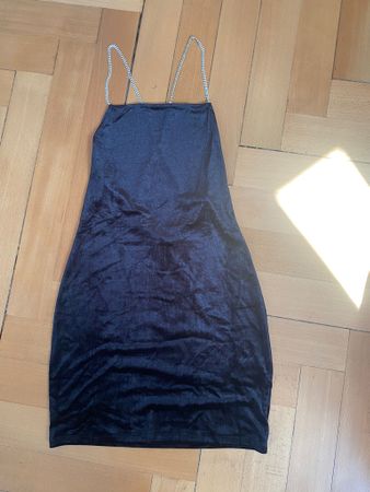 Schickes, kurzes Samt Kleid mit Strass-Trägern, Grösse S