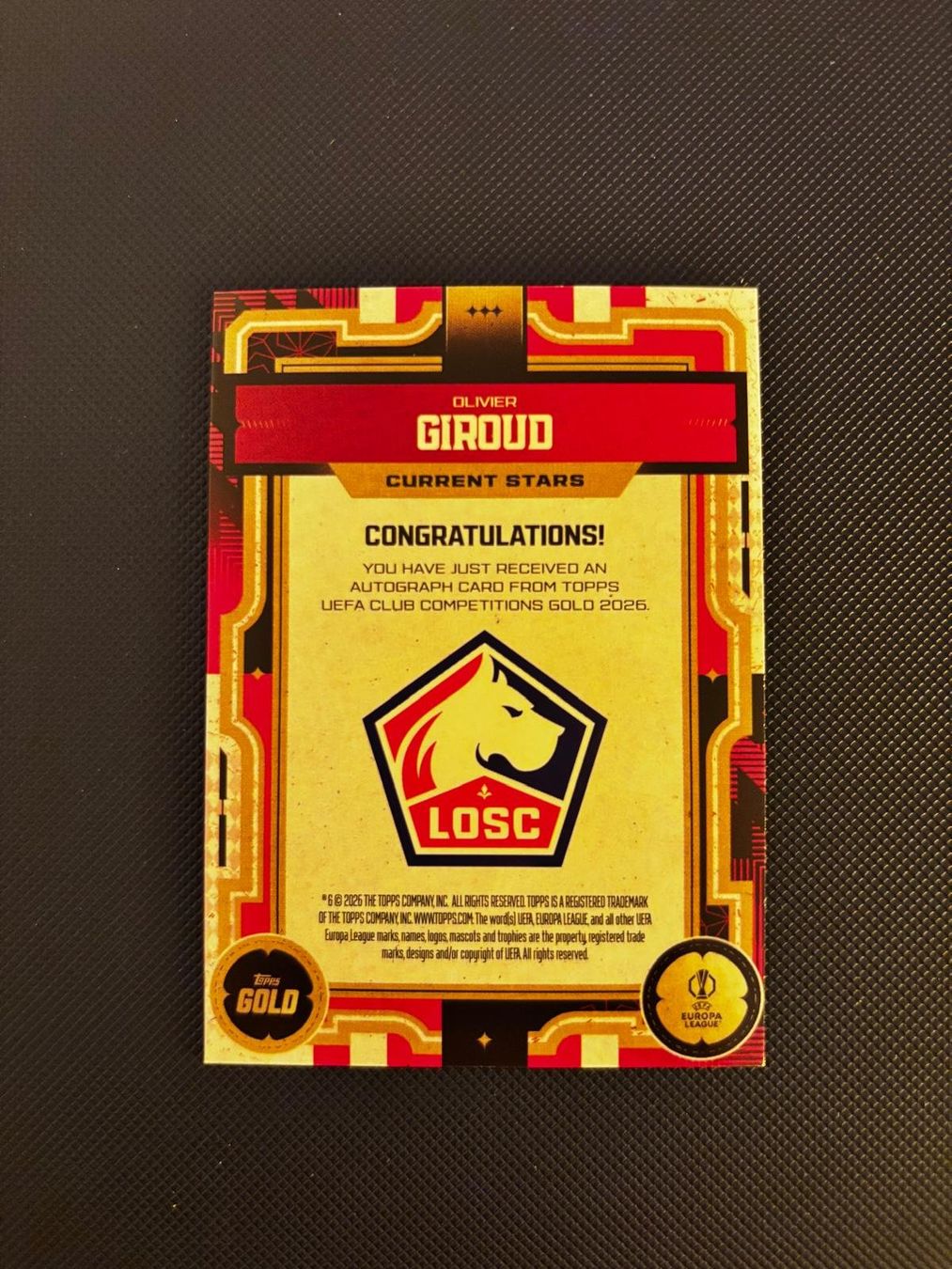 Topps Carte collezionabili: Topps Oliver Giroud UCC Gold Auto LOSC Base – Nuovo (secondo la descrizione) da Châtelaine venduto da Nico_Este 1