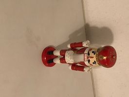 Dekorativer Nussknacker aus Holz, rot/weiss, Vintage!