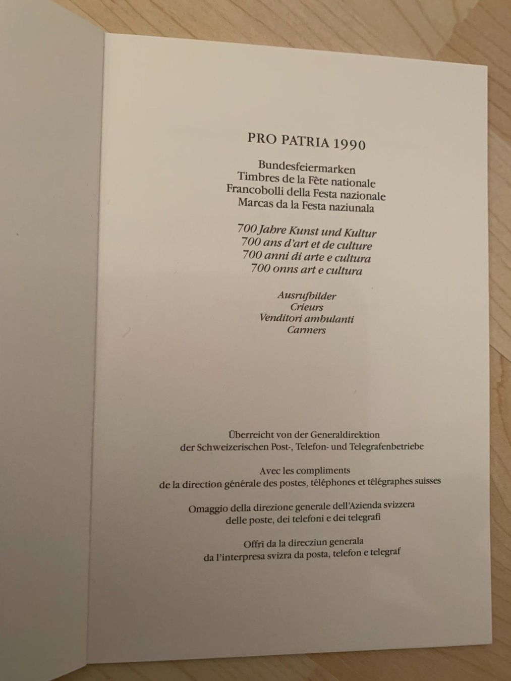 Tutti i francobolli: FDC-PTT-Heft Pro Patria 22.5.1990 – Nuovo (secondo la descrizione) da Landquart venduto da interesse63 2