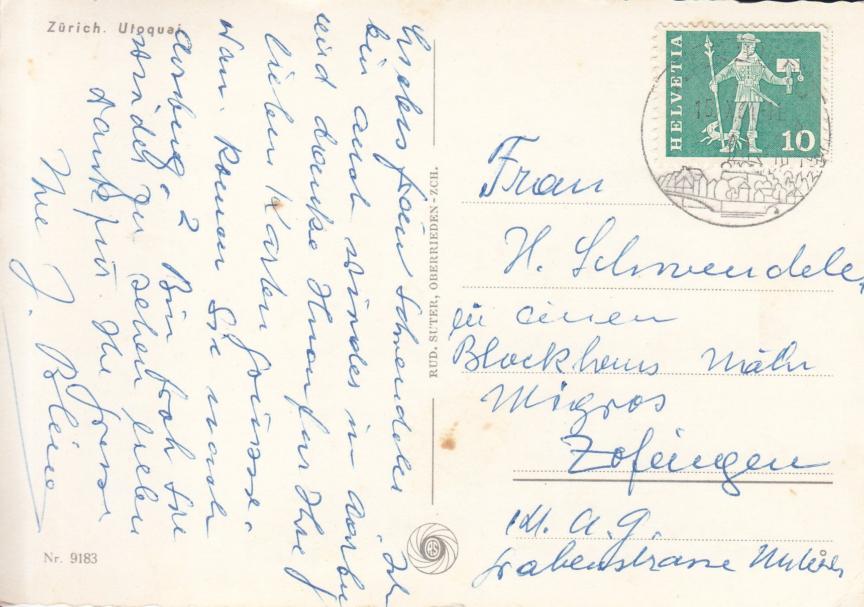 Cartoline postali: Zürich Utoquai 1964 – Usato da Bürglen TG venduto da StampGraf 1