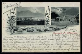 Mondschein-AK Villeneuve, Ortspartie mit