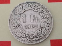 1 Franken 1908 ss, nur 1,2 Mio!